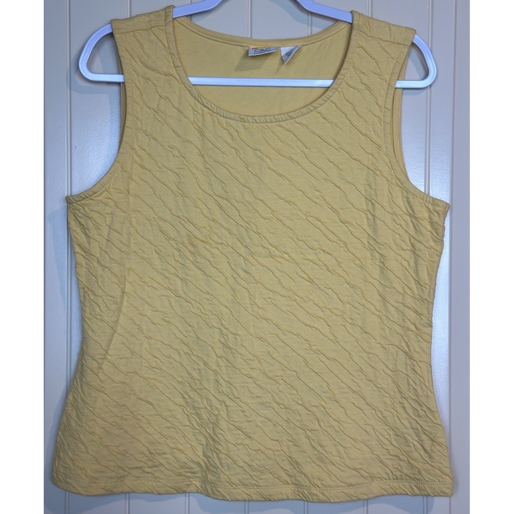 C+C California Sleeveless cotton yellow pullover knit‎ top shirt sz L GUC